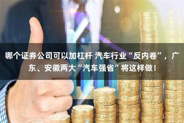 哪个证券公司可以加杠杆 汽车行业“反内卷”，广东、安徽两大“汽车强省”将这样做！