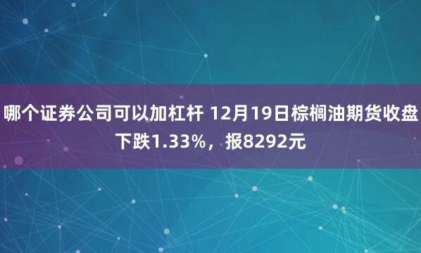 哪个证券公司可以加杠杆 12月19日棕榈油期货收盘下跌1.33%，报8292元